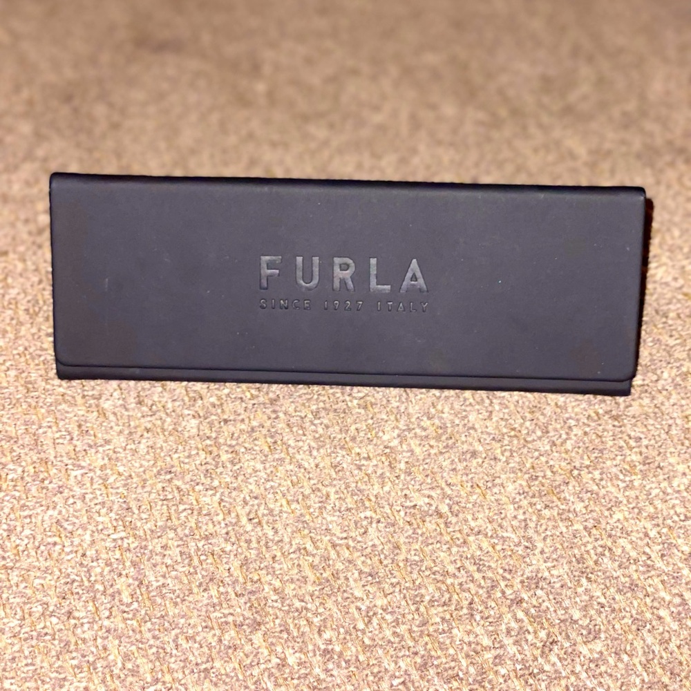 Furla Triangle Eyeglass Case Magnetic TriFold Glasses Black